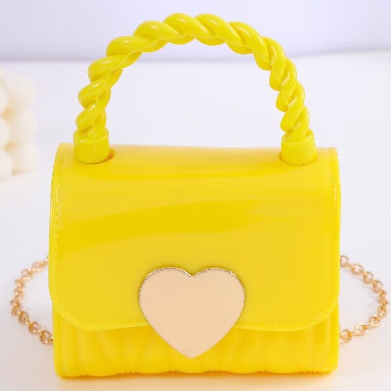 Kids PVC Crossbody Coin Purse Child Fashion Mini Handbags Lovely Heart Pattern Decoration Handbag Small Chain Jelly Bag For Girl