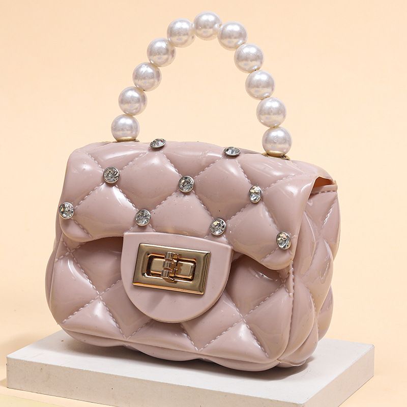 Fashion Kids PVC Handbag Girls Pearl Handbag Bill of Lading Children Mini Coin Purses Jelly Bag Kids Handbag