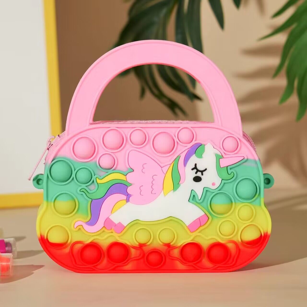 Unicorn Purse Rainbow Handbag  Toys for Girls Kids Pop Sensory Popper Toy for Unicorn Birthday Gifts