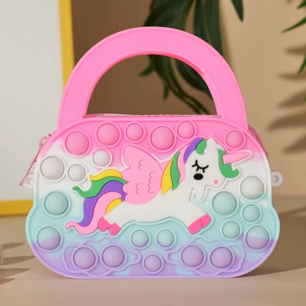 Unicorn Purse Rainbow Handbag  Toys for Girls Kids Pop Sensory Popper Toy for Unicorn Birthday Gifts