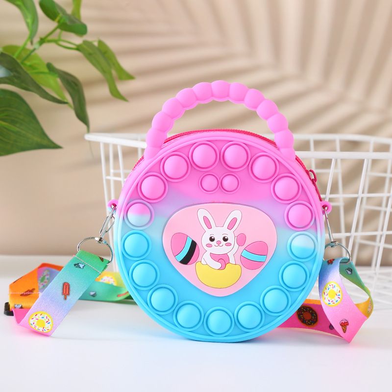 Rabbit Kids Silicone Coin Purse Candy Jelly Storage Bag Hand Pinch Bubble Puzzle Stress Relief Crossbody Bag