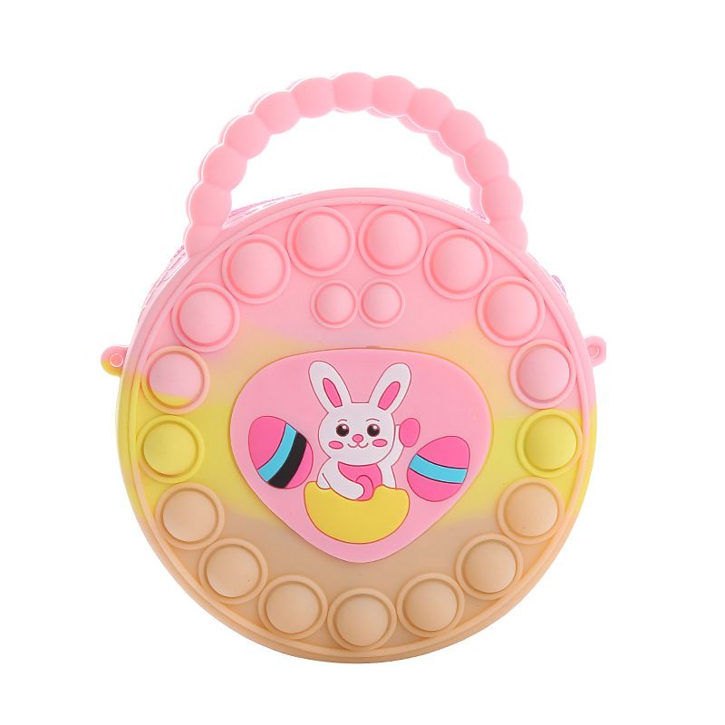 Rabbit Kids Silicone Coin Purse Candy Jelly Storage Bag Hand Pinch Bubble Puzzle Stress Relief Crossbody Bag