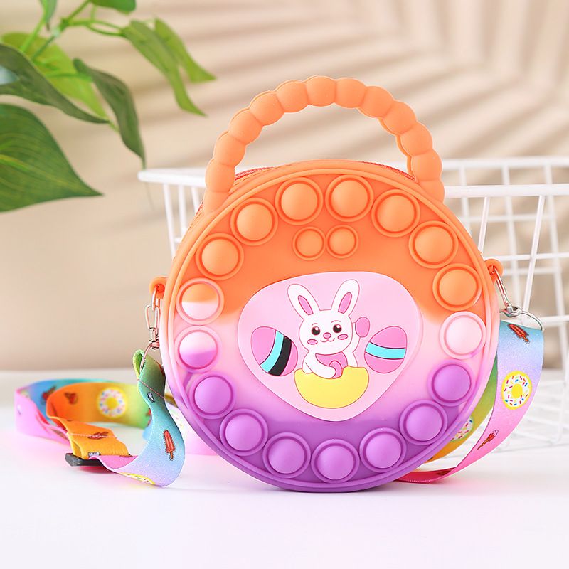 Rabbit Kids Silicone Coin Purse Candy Jelly Storage Bag Hand Pinch Bubble Puzzle Stress Relief Crossbody Bag