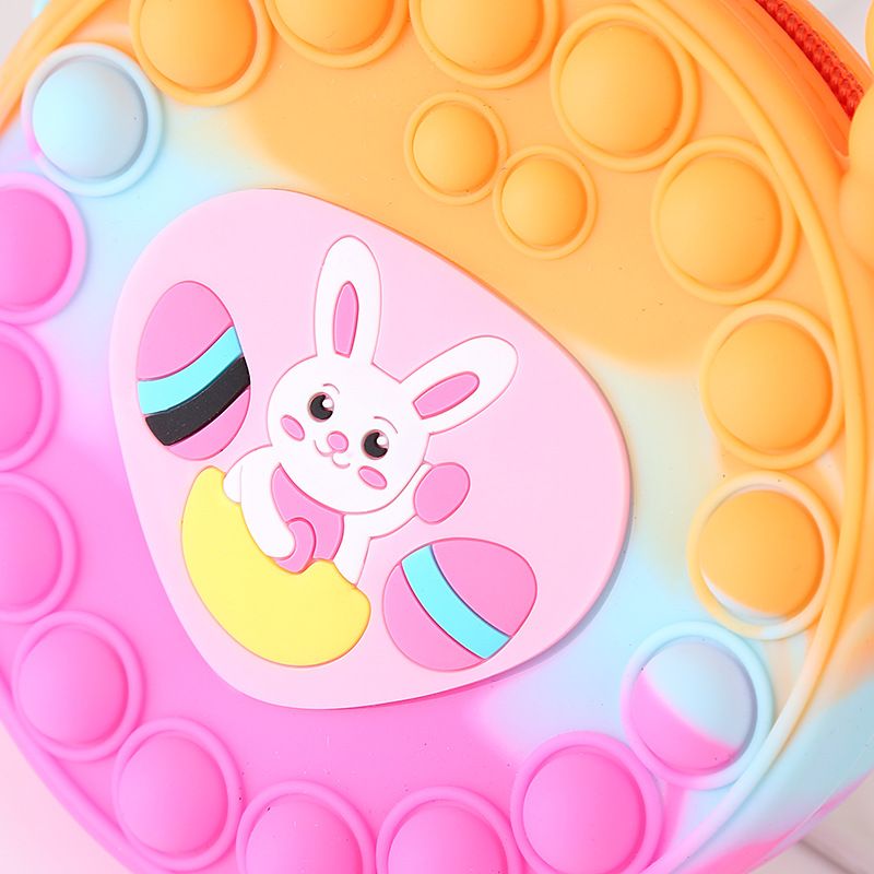 Rabbit Kids Silicone Coin Purse Candy Jelly Storage Bag Hand Pinch Bubble Puzzle Stress Relief Crossbody Bag