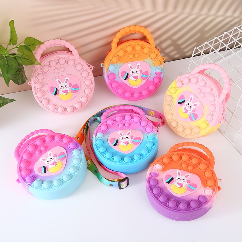Rabbit Kids Silicone Coin Purse Candy Jelly Storage Bag Hand Pinch Bubble Puzzle Stress Relief Crossbody Bag