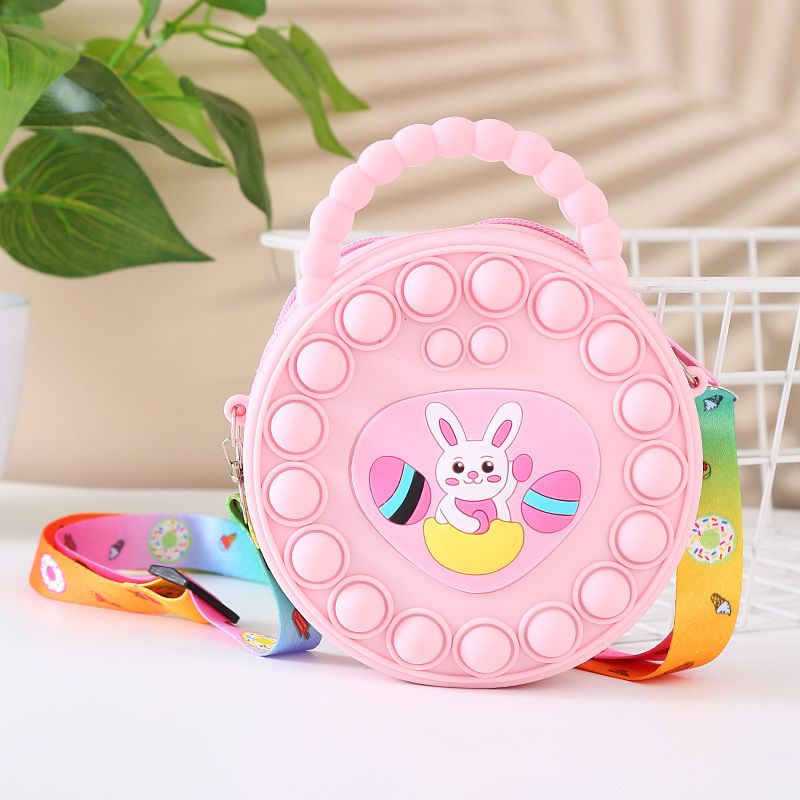 Rabbit Kids Silicone Coin Purse Candy Jelly Storage Bag Hand Pinch Bubble Puzzle Stress Relief Crossbody Bag