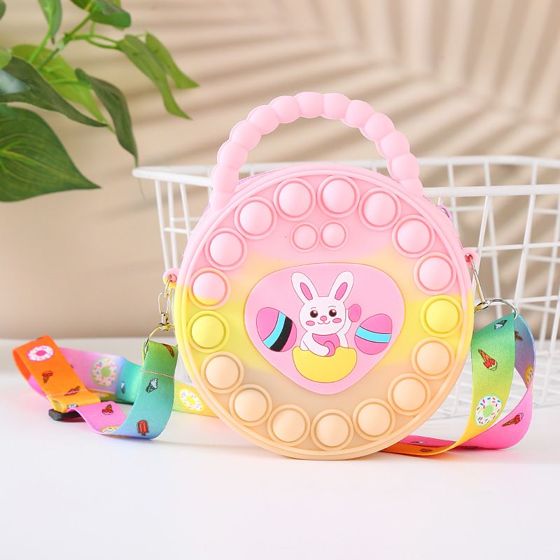 Rabbit Kids Silicone Coin Purse Candy Jelly Storage Bag Hand Pinch Bubble Puzzle Stress Relief Crossbody Bag