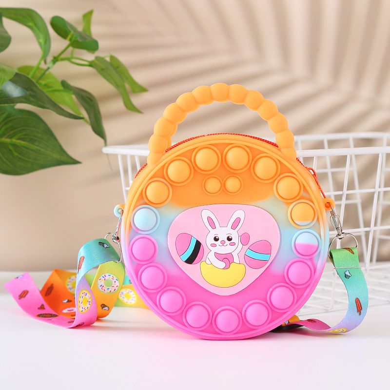 Rabbit Kids Silicone Coin Purse Candy Jelly Storage Bag Hand Pinch Bubble Puzzle Stress Relief Crossbody Bag