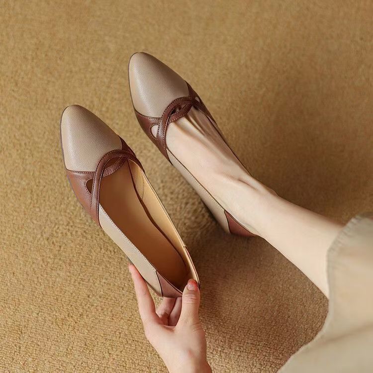 Women's PU Shallow Pointed Toe Low Top Shoes Low Heel  Rubber Flat Sole Lightweight Non-Slip Comfort Casual Daily Shoes