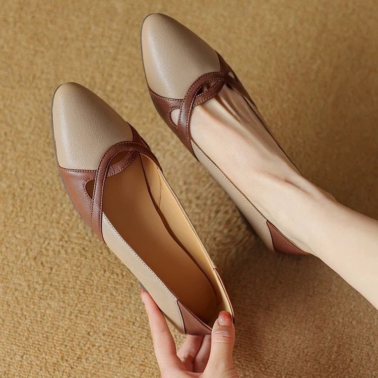 Women's PU Shallow Pointed Toe Low Top Shoes Low Heel  Rubber Flat Sole Lightweight Non-Slip Comfort Casual Daily Shoes