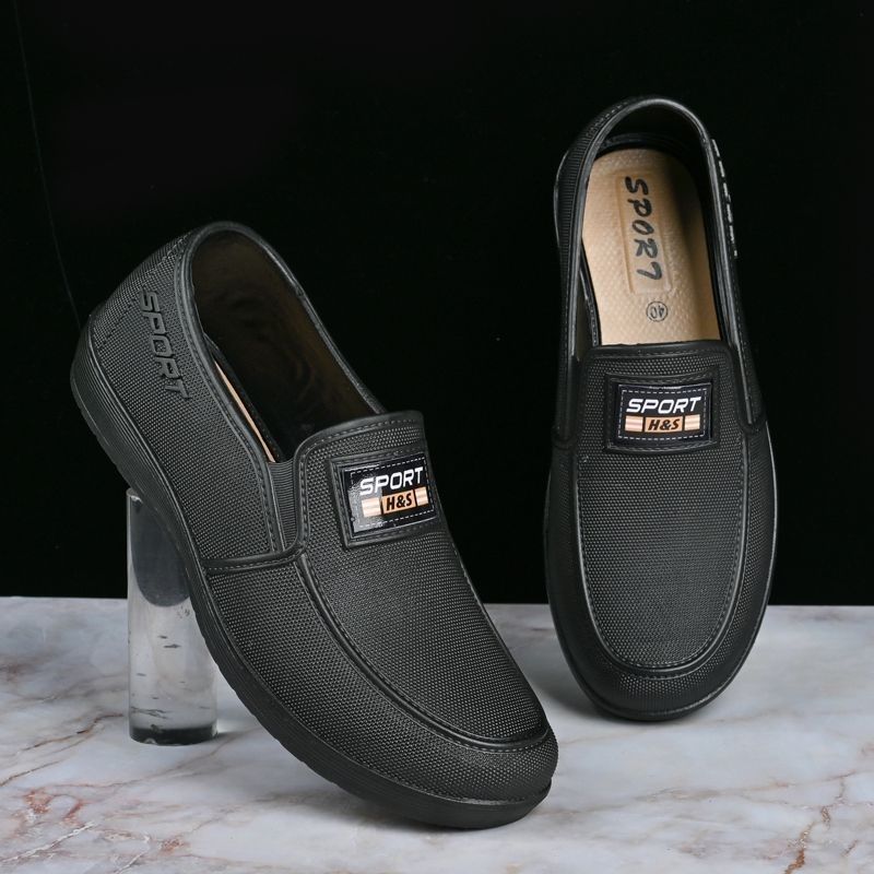 Men's Canvas Slip-On Work Shoes Breathable Casual Shoes Rubber Sole Wear-Resistant Cow Tendon Bottom