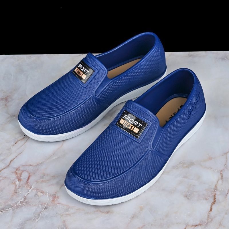 Men's Canvas Slip-On Work Shoes Breathable Casual Shoes Rubber Sole Wear-Resistant Cow Tendon Bottom