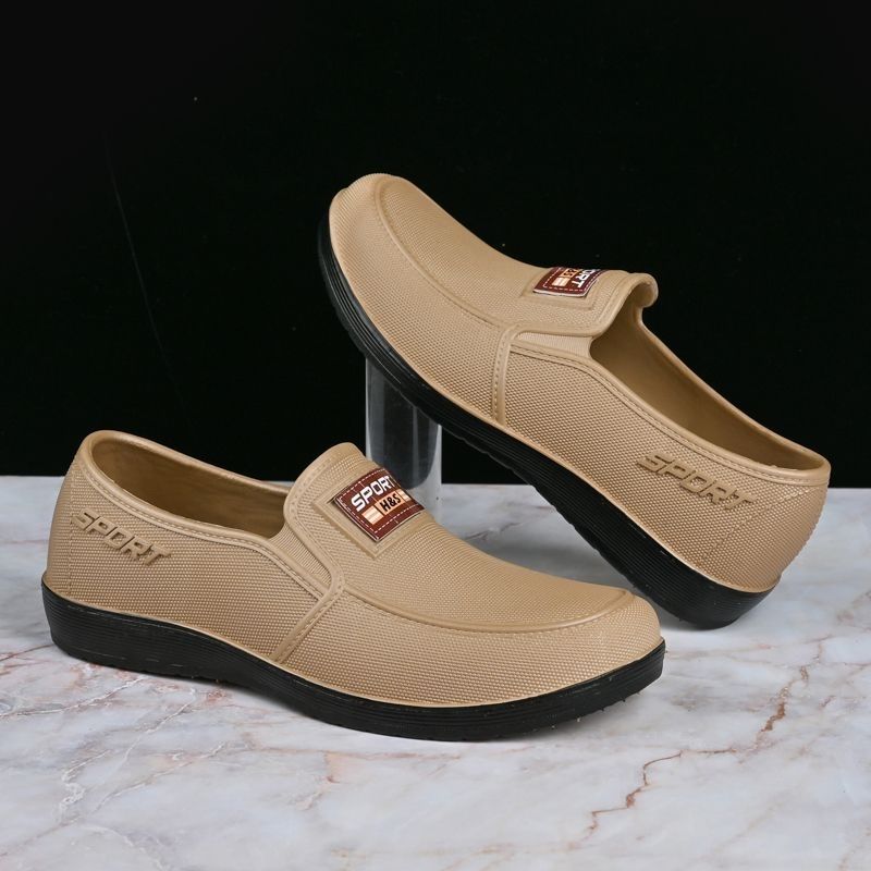 Men's Canvas Slip-On Work Shoes Breathable Casual Shoes Rubber Sole Wear-Resistant Cow Tendon Bottom