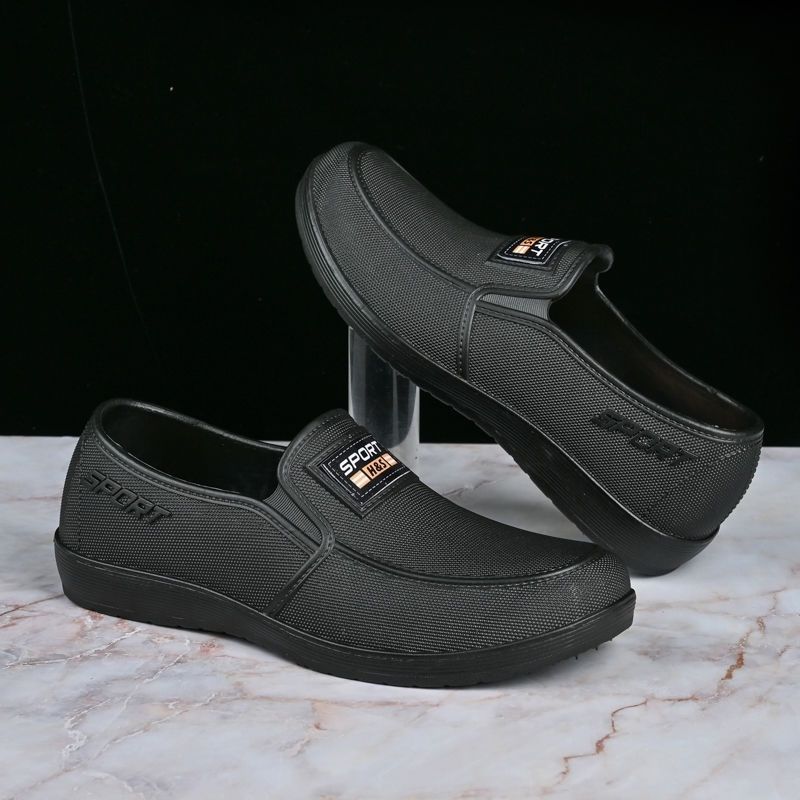 Men's Canvas Slip-On Work Shoes Breathable Casual Shoes Rubber Sole Wear-Resistant Cow Tendon Bottom