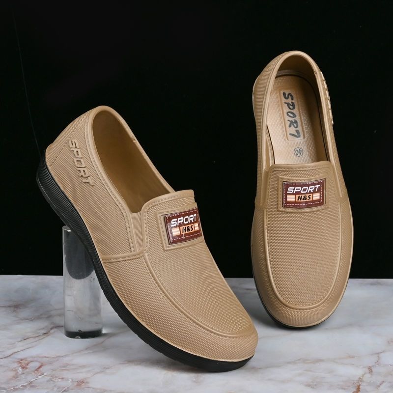 Men's Canvas Slip-On Work Shoes Breathable Casual Shoes Rubber Sole Wear-Resistant Cow Tendon Bottom