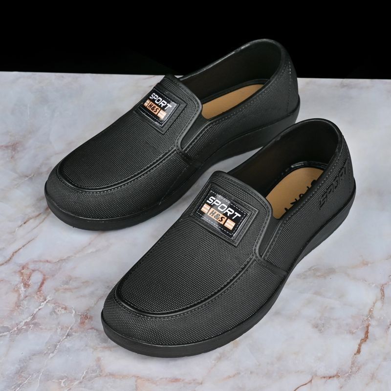 Men's Canvas Slip-On Work Shoes Breathable Casual Shoes Rubber Sole Wear-Resistant Cow Tendon Bottom