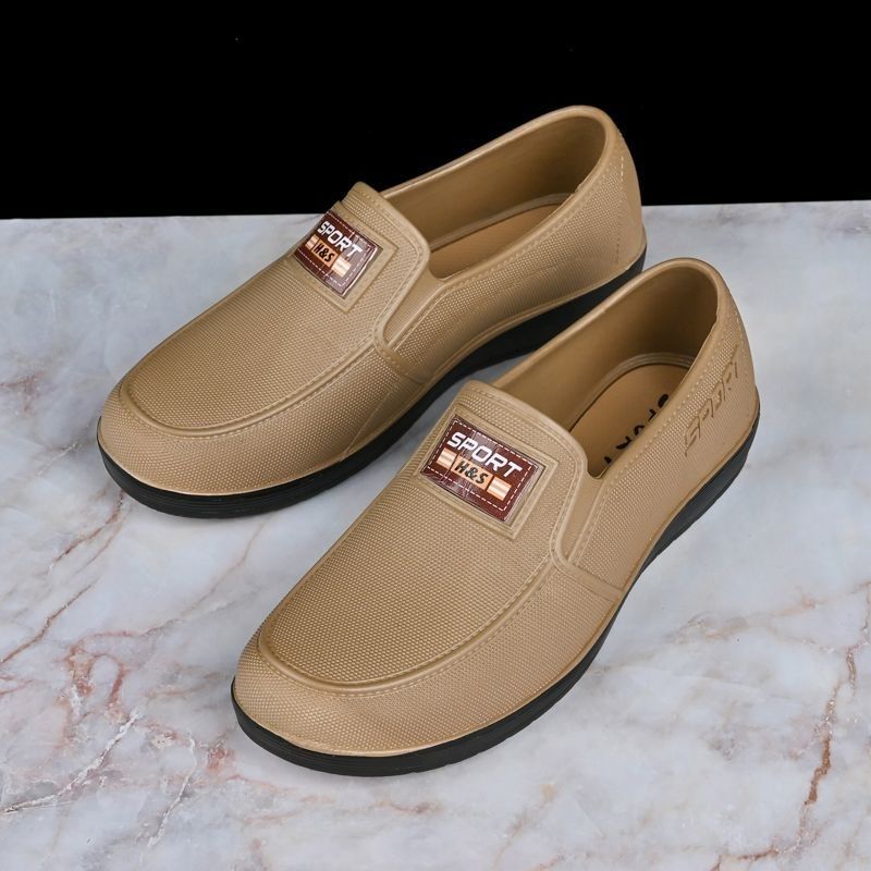 Men's Canvas Slip-On Work Shoes Breathable Casual Shoes Rubber Sole Wear-Resistant Cow Tendon Bottom