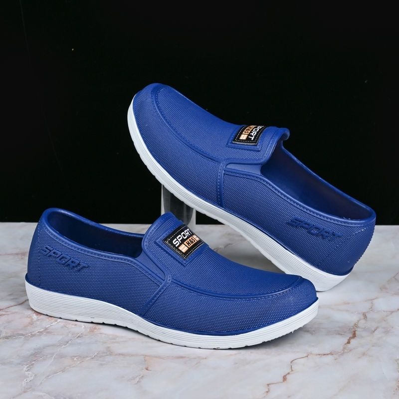 Men's Canvas Slip-On Work Shoes Breathable Casual Shoes Rubber Sole Wear-Resistant Cow Tendon Bottom