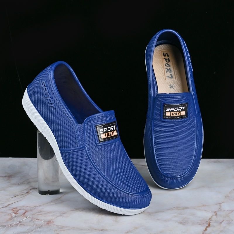 Men's Canvas Slip-On Work Shoes Breathable Casual Shoes Rubber Sole Wear-Resistant Cow Tendon Bottom