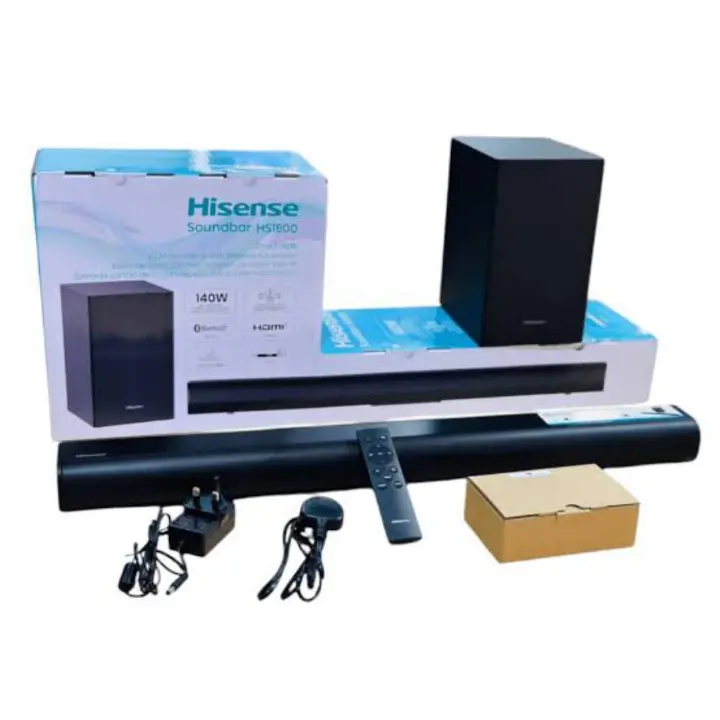 Hisense soundbar HS1800 2.1CH SOUNDBAR WITH WIRELESS SUBWOOFER  Woofer Bluetooth Speaker Remote 140watts power output