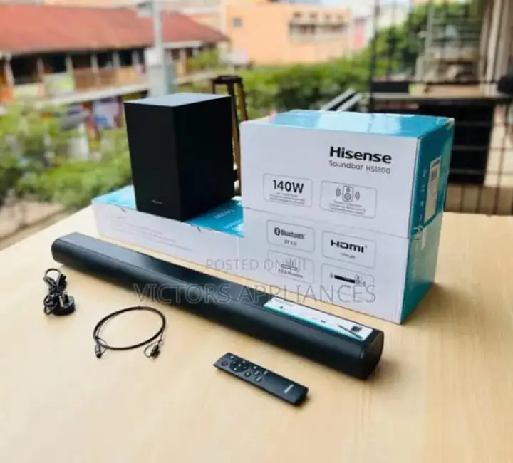 Hisense soundbar HS1800 2.1CH SOUNDBAR WITH WIRELESS SUBWOOFER  Woofer Bluetooth Speaker Remote 140watts power output