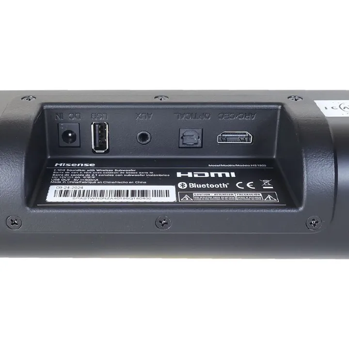 Hisense soundbar HS1800 2.1CH SOUNDBAR WITH WIRELESS SUBWOOFER  Woofer Bluetooth Speaker Remote 140watts power output