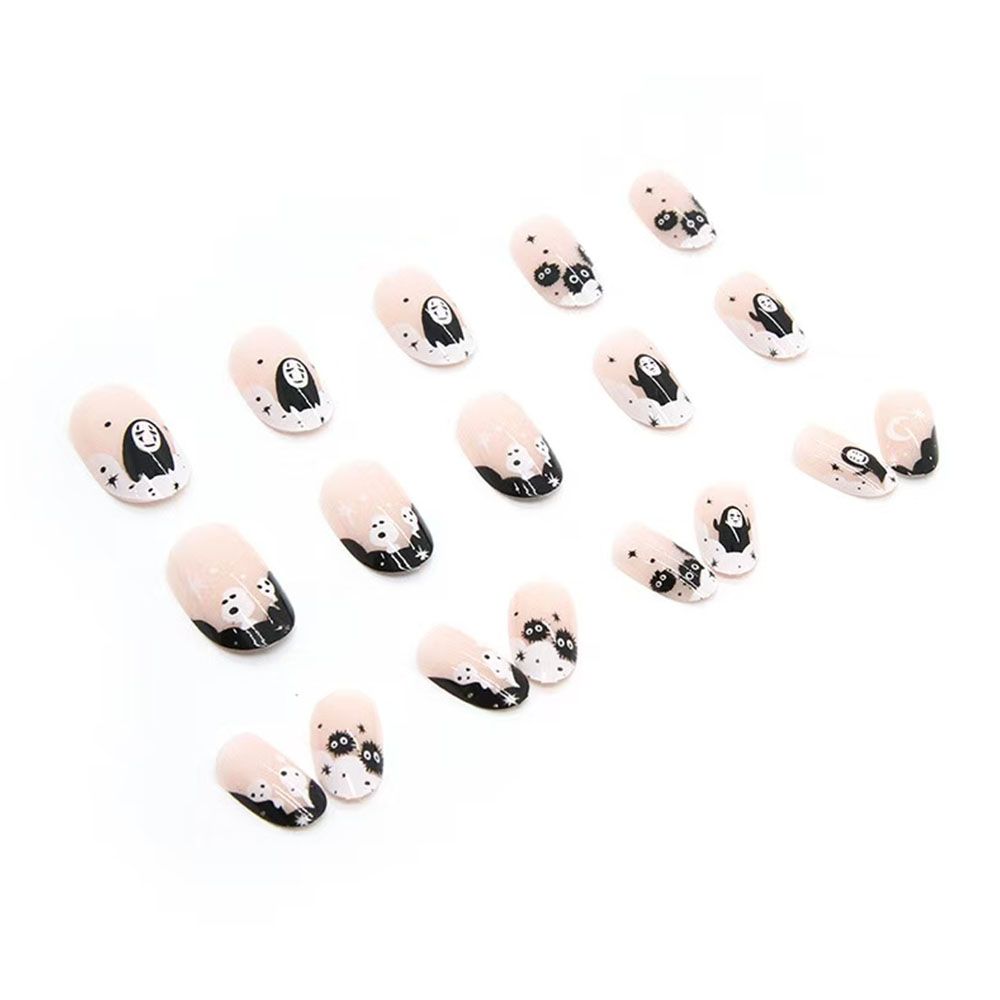 24 pieces per box European and American Halloween explosion, sweet and cool French nail art, round nail art, little devil, press on nail, fake nail art pieces