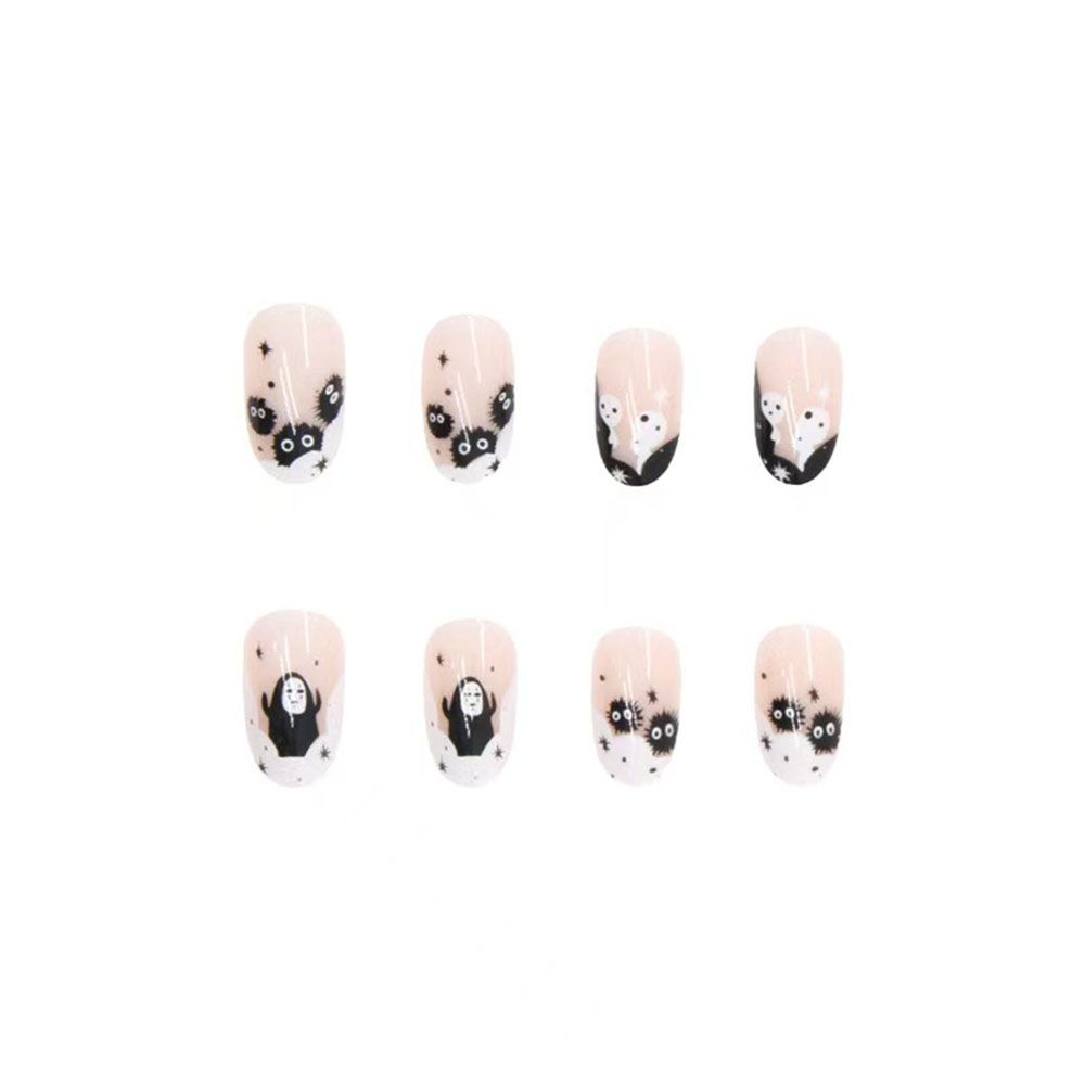 24 pieces per box European and American Halloween explosion, sweet and cool French nail art, round nail art, little devil, press on nail, fake nail art pieces