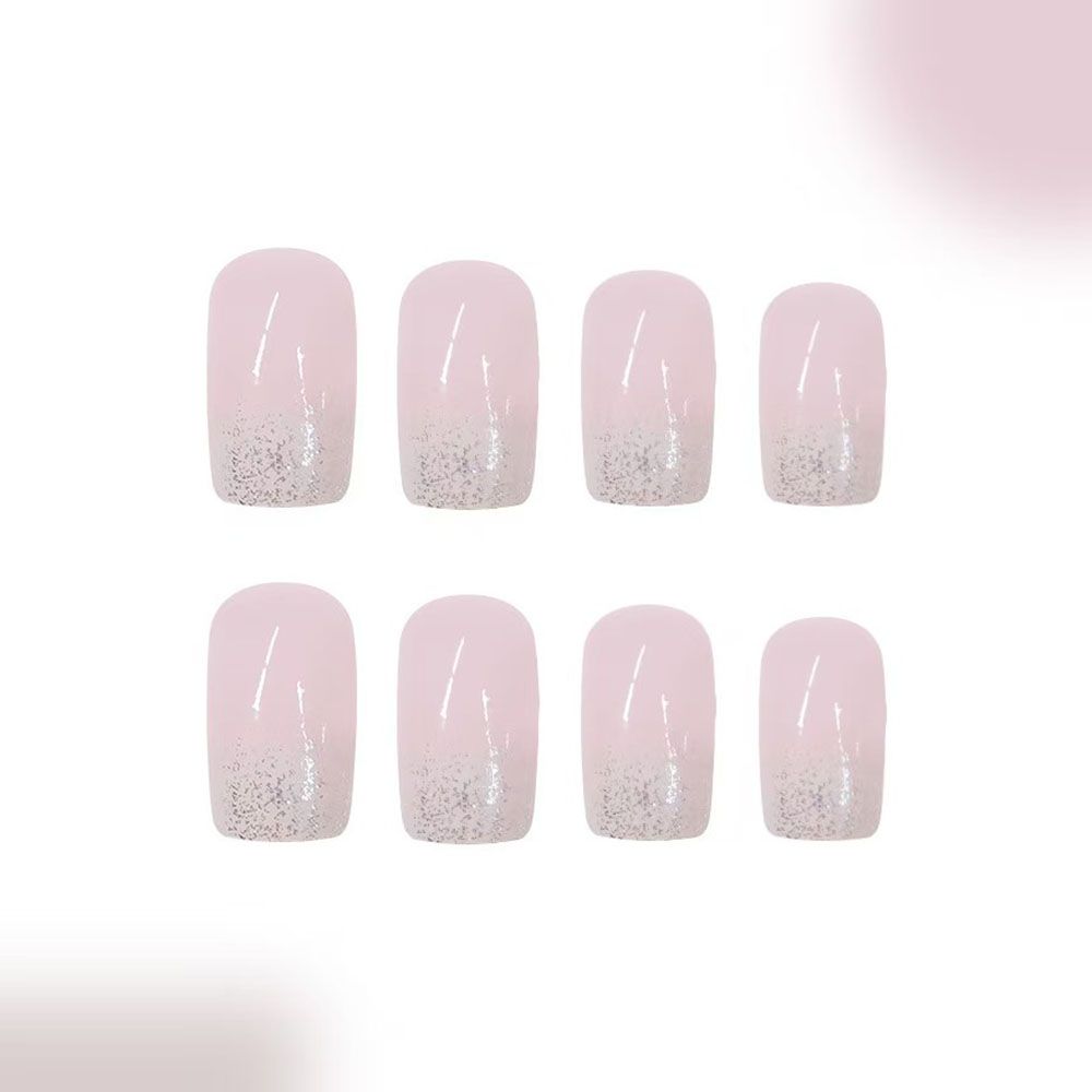 Short, shiny, short ballet, European and American cross-border foreign trade, fresh and fashionable gradient color, shimmering light powder blending, detachable and wearable nail art, 24 pieces
