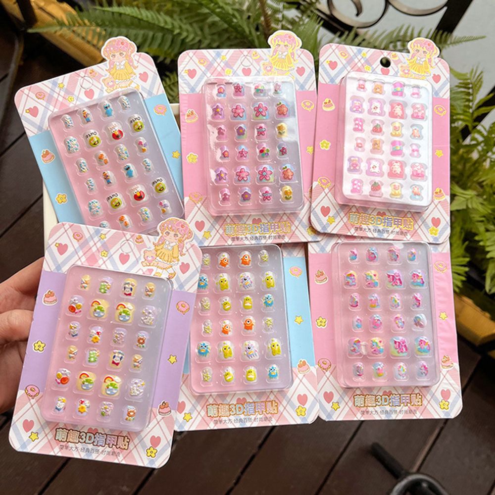 （Clearance Sale） New 3D Stereoscopic Nail Stickers for Children, Cute Finger Stickers for Kindergarten Girls, Eco friendly Jelly Glue Nail Stickers