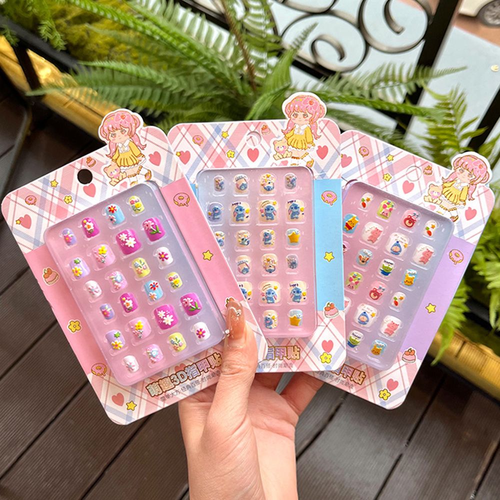 （Clearance Sale） New 3D Stereoscopic Nail Stickers for Children, Cute Finger Stickers for Kindergarten Girls, Eco friendly Jelly Glue Nail Stickers