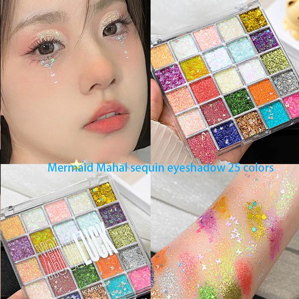Clearance Sale Capel 25 color mermaid sequins eye shadow explodes shiny transparent earth color pearlescent matte student stage makeup
