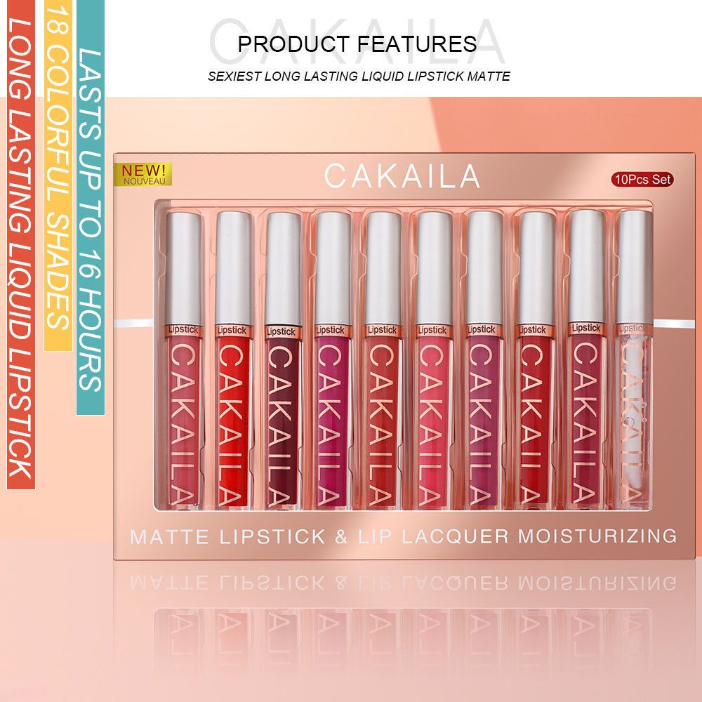9 matte lip gloss+1 lip oil set boxed lipstick non stick cup popular lipstick set long-lasting makeup bag for girls and women lipstick makeup lips
