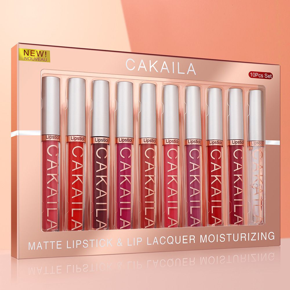 9 matte lip gloss+1 lip oil set boxed lipstick non stick cup popular lipstick set long-lasting makeup bag for girls and women lipstick makeup lips