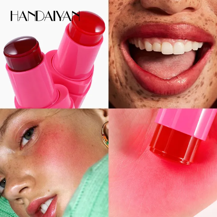 （Clearance Sale）5-color spot neutral jelly powder blusher makeup rouge cream shimmer powder blusher stick dual-use brighten and beautify powder blusher