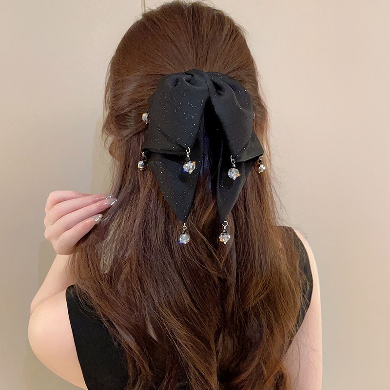 Retro style pearl bow clip, women's back of the head, low ponytail hair clip, half tied hair clip, temperament hair accessory, high-end temperament, elegant low ponytail hair accessory, hair clip