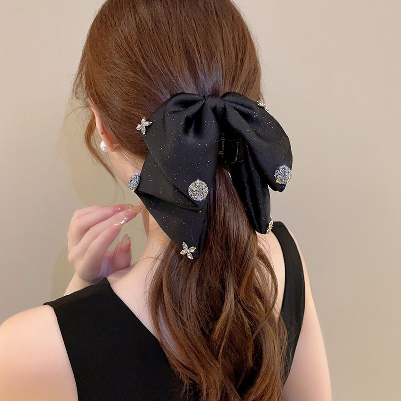 Retro style pearl bow clip, women's back of the head, low ponytail hair clip, half tied hair clip, temperament hair accessory, high-end temperament, elegant low ponytail hair accessory, hair clip