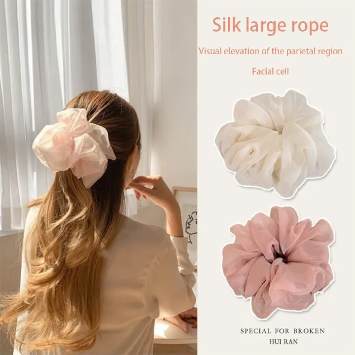 Clearance Sale Super fairy solid color mesh simple forest style large intestine headband, high-end feeling, tie headband, elegant and versatile headband hair accessory