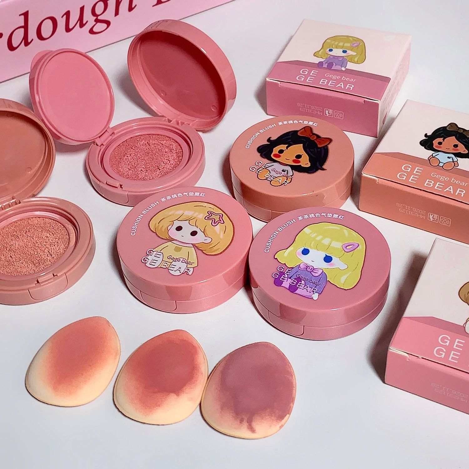 New Gogo bear air cushion powder blusher matte monochrome daily tender girl student powder blusher facial makeup rouge