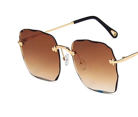 Clearance Sale  sunglasses with a box New frameless cut edge square sunglasses female Korean network red round face slimming anti-UV