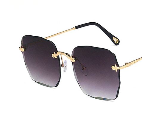 Clearance Sale  sunglasses with a box New frameless cut edge square sunglasses female Korean network red round face slimming anti-UV