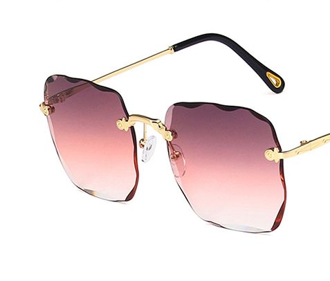 Clearance Sale  sunglasses with a box New frameless cut edge square sunglasses female Korean network red round face slimming anti-UV