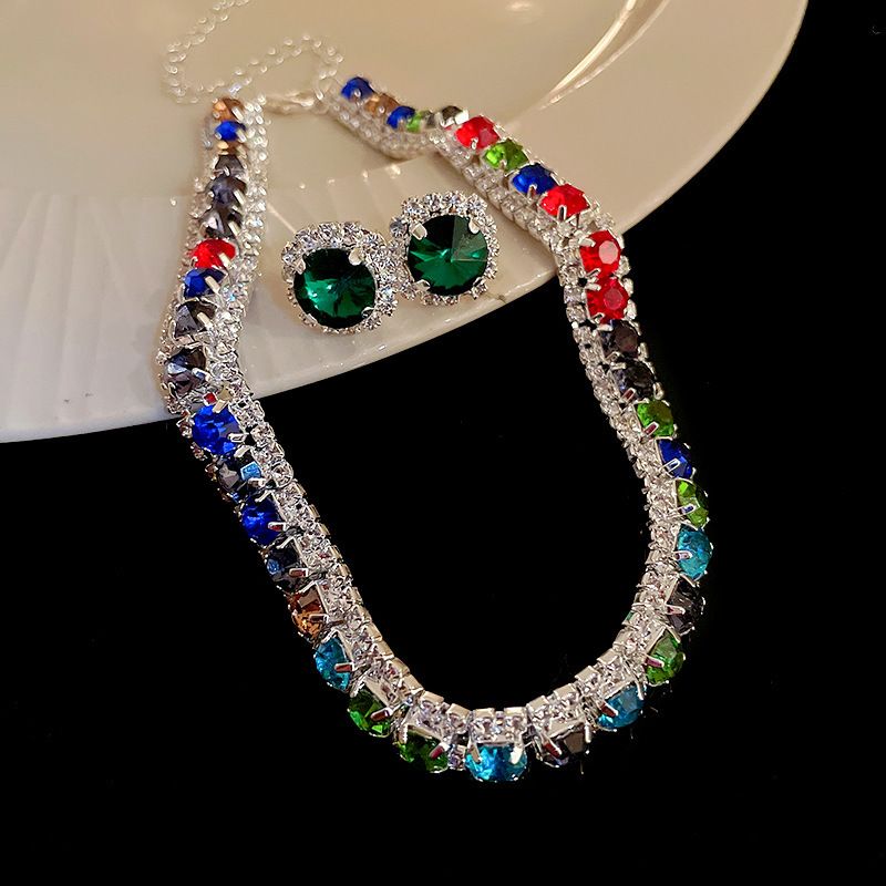 Clearance Sale Necklace, gemstone, women's earring set, collarbone chain, high-end accessory Necklace and earring set