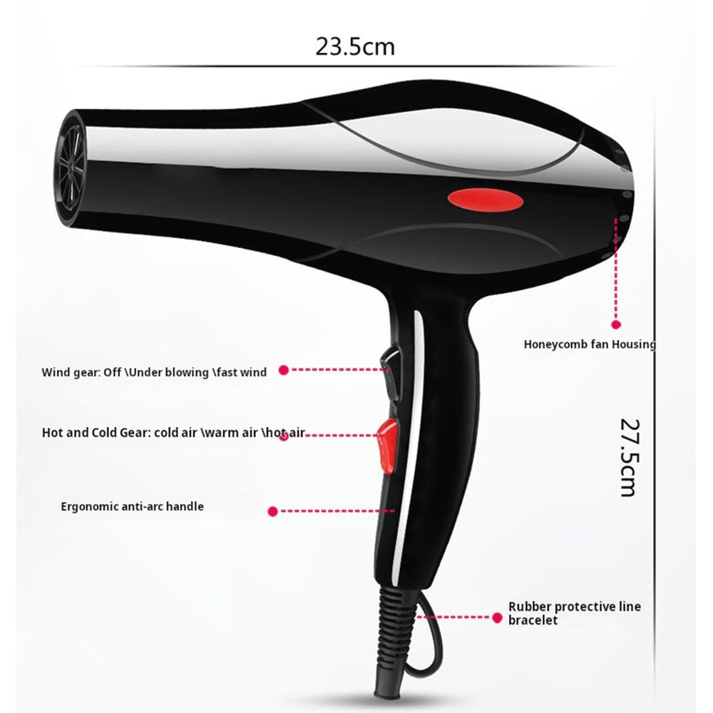Professional hair dryer low noise hot and cold air styling tools for household appliances high power hair dryer give 6 pieces set of gifts