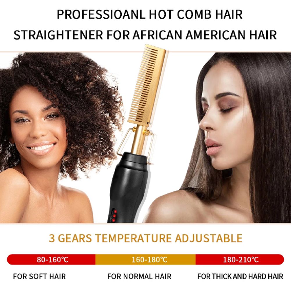 Hot Comb Bangs wet and dry copper comb straight hair curling rod household straightening multi-function electric heated comb straight hair comb