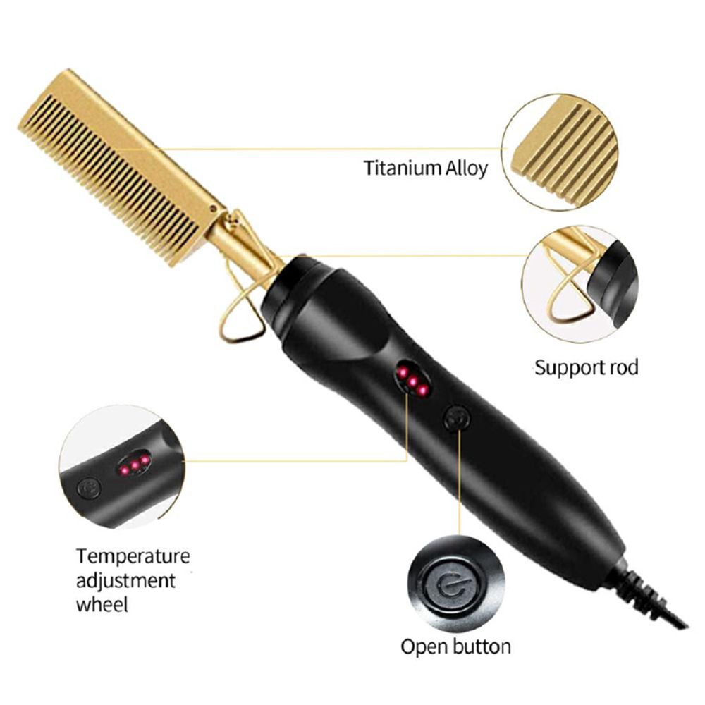 Hot Comb Bangs wet and dry copper comb straight hair curling rod household straightening multi-function electric heated comb straight hair comb