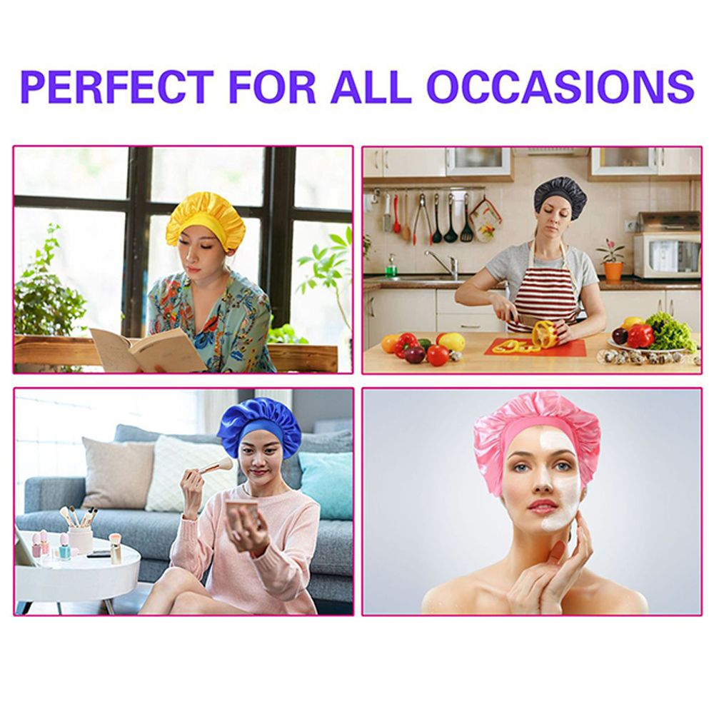 Satin Headscarf Hat Sleeping Bonnet Women Curly Hair Wrap Silk Cap Fashion Head Scarf Headwear Night Sleep Hat Adjust Head Cover Hat For Curly Springy Hair Styling Accessories Soft Elastic Band