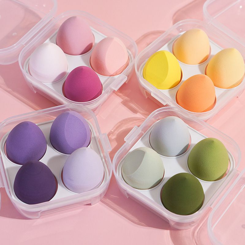 Clearance Sale  One box of 4 packs Makeup Egg Air Cushion Makeup Egg Sponge Egg Powder Free Powder Storage Box Wet and Dry Storage Box Makeup Egg Set