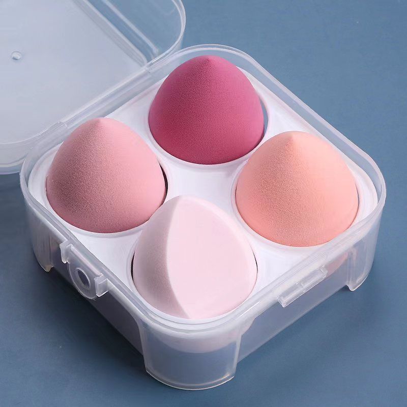 Clearance Sale  One box of 4 packs Makeup Egg Air Cushion Makeup Egg Sponge Egg Powder Free Powder Storage Box Wet and Dry Storage Box Makeup Egg Set
