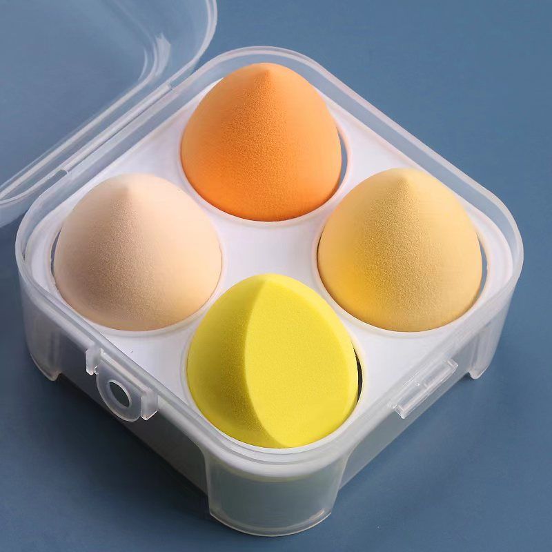 Clearance Sale  One box of 4 packs Makeup Egg Air Cushion Makeup Egg Sponge Egg Powder Free Powder Storage Box Wet and Dry Storage Box Makeup Egg Set
